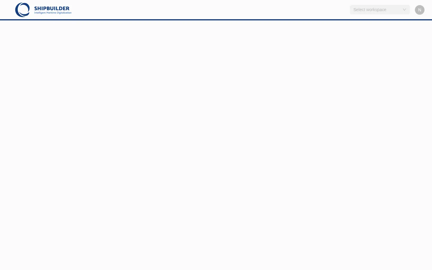 The application after a first sign-in: a nearly empty page with the workspace selector in the top right reading Select workspace.