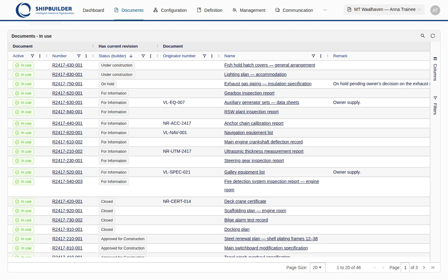 Status (builder) dragged in beside Number, sorted Z to A