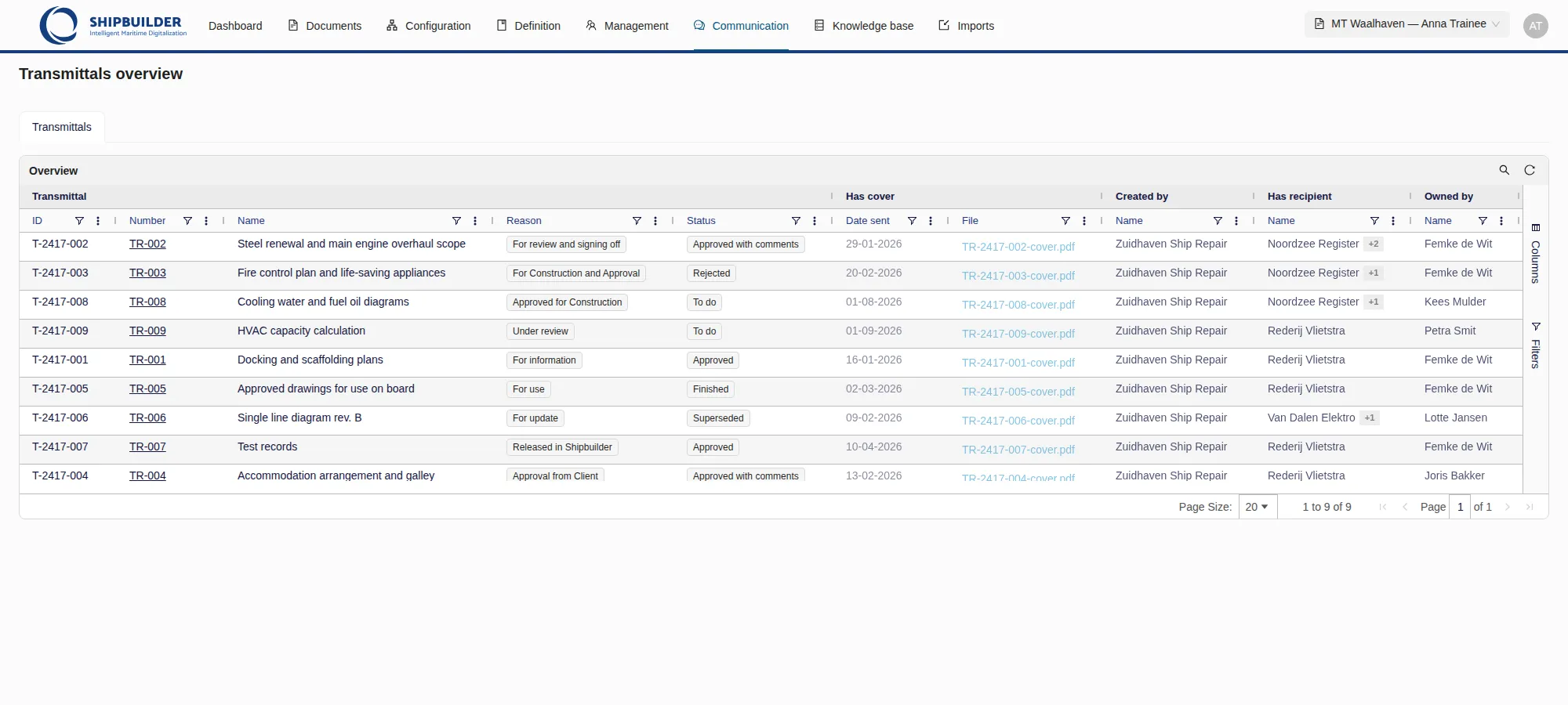 Transmittals overview — Has signed transmittal