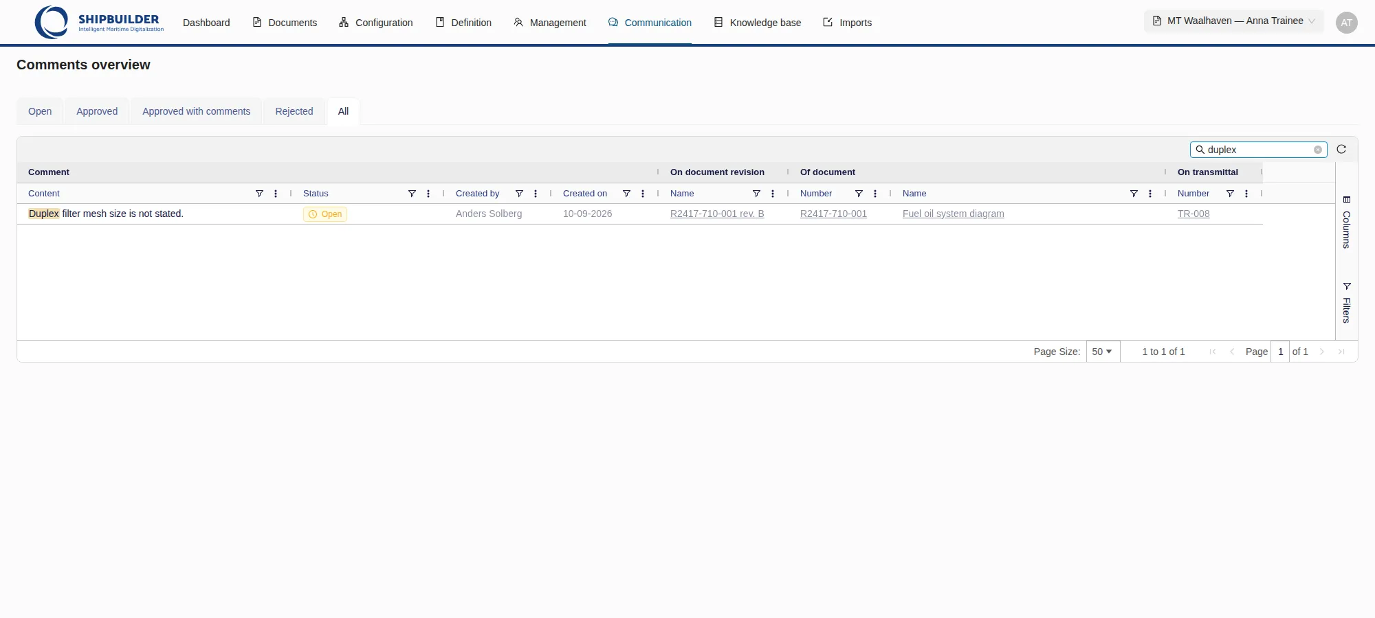 Comments overview — search 'duplex'
